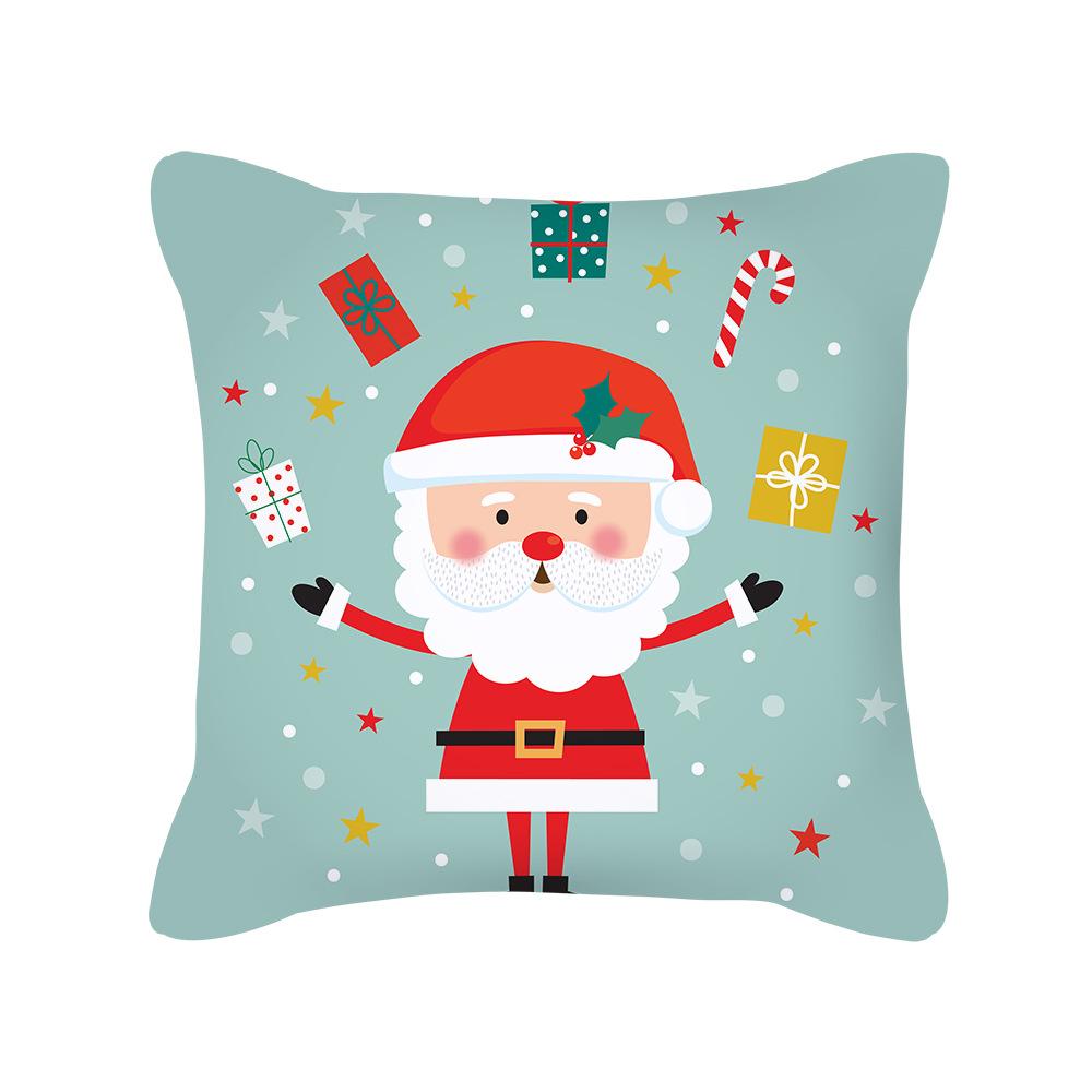 New Cartoon Santa Claus Christmas Pillow Cover Holiday Gift Square Cushion Cover