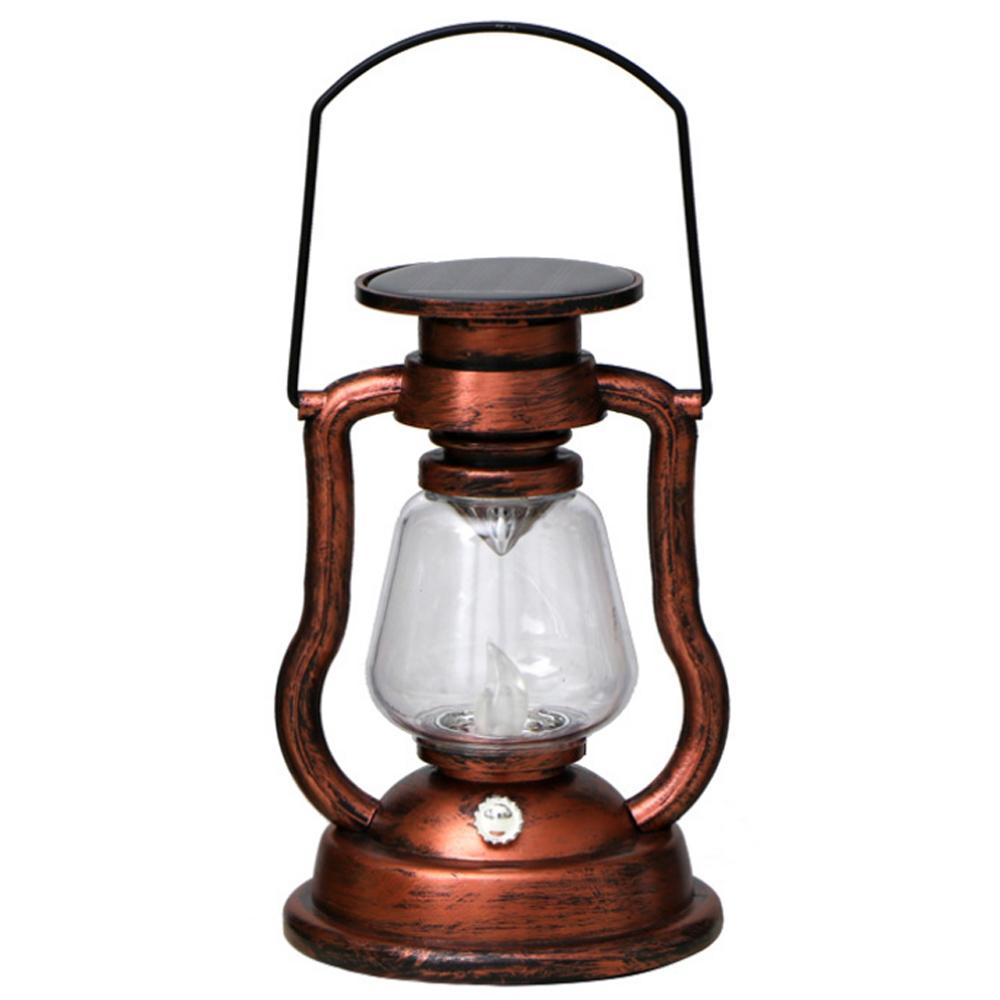 Solar Powered Hanging Candle Light Retro LEDs Oil Lamp Flickering Flameless Solar Lantern Outdoor