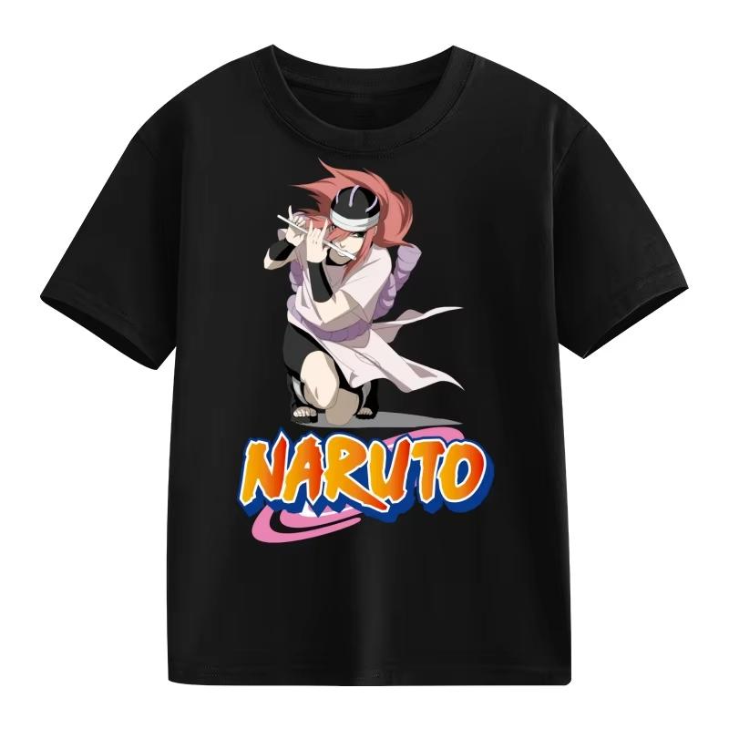 2026 Naruto Kids TShirt Uzumaki Uchiha Sasuke Hatake Kakashi Anime Character Print Cotton Short Sleeve Boys Girls Round Tops