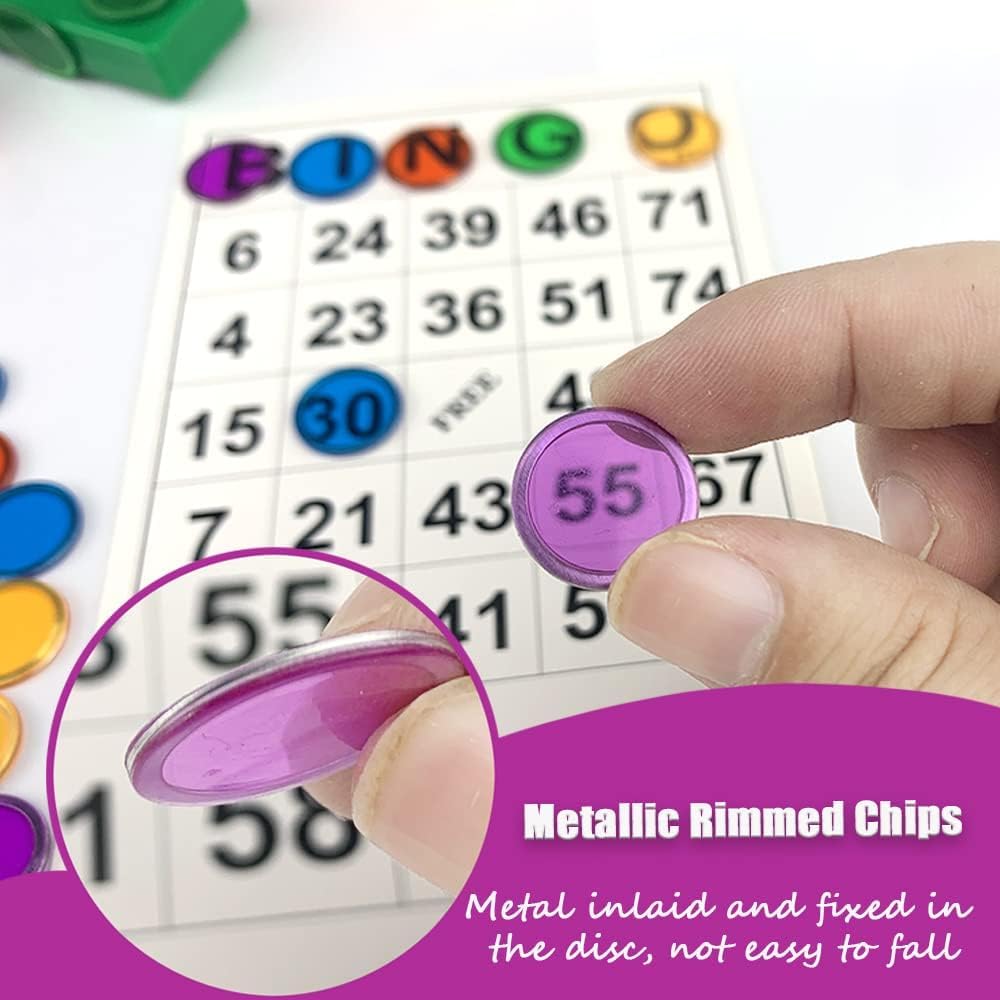 Magnetic Bingo Chips Set - 6 Colors Magnetic Wands with 600 Metal Tokens for Family Lotto Game, Sensory Bins, Counting and Sorting, Class Math