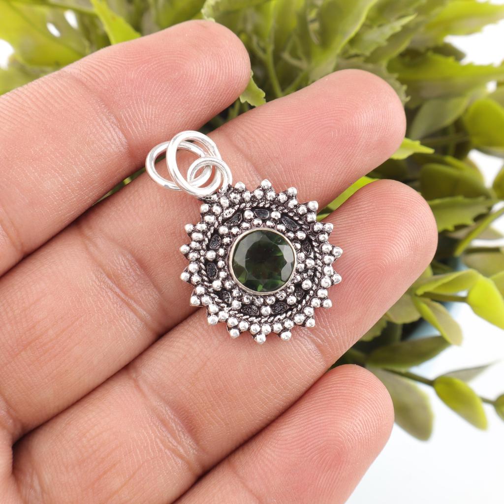 Green Tourmaline Gemstone Jewelry, 925 Solid Sterling Silver Pendant, Amazing Tourmaline Pendant, Handmade Designer Jewelry For Women