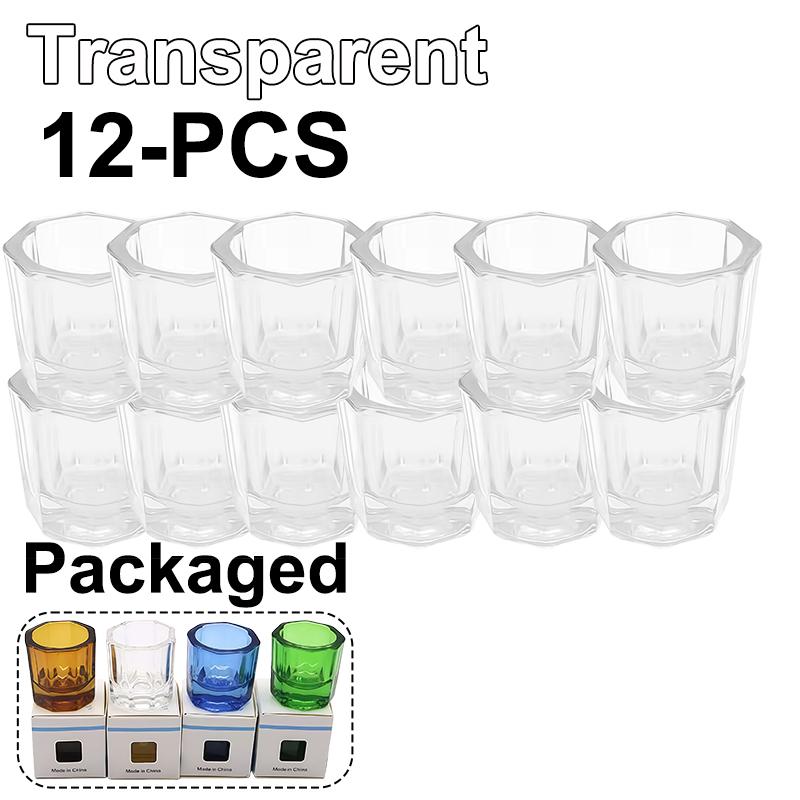 12Pcs Dental Glass Octagonal Cup Glass Cement Mixing Cup High-Temperature Sterilization Resistant Dental Materials
