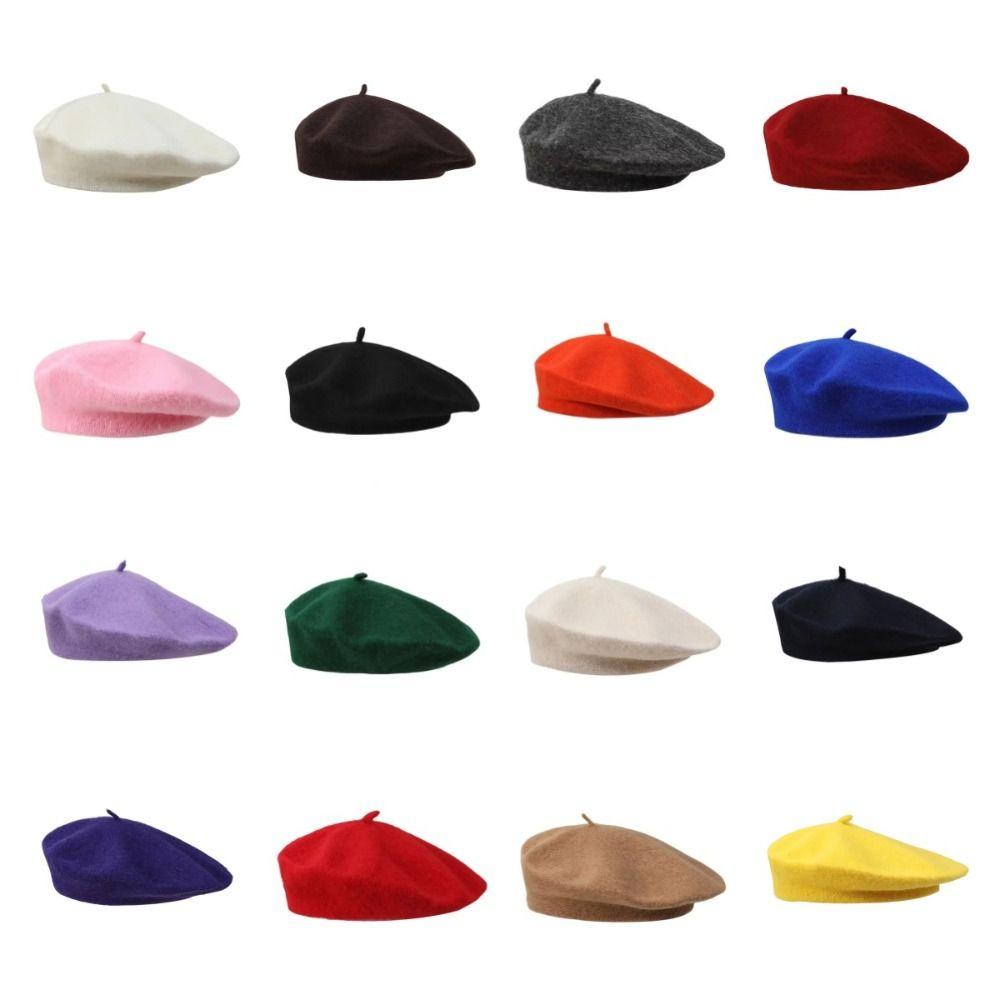 Soft Beret Hat Knitted Beanie Cap Streetwear Wool Painter Hat Daily Outfit