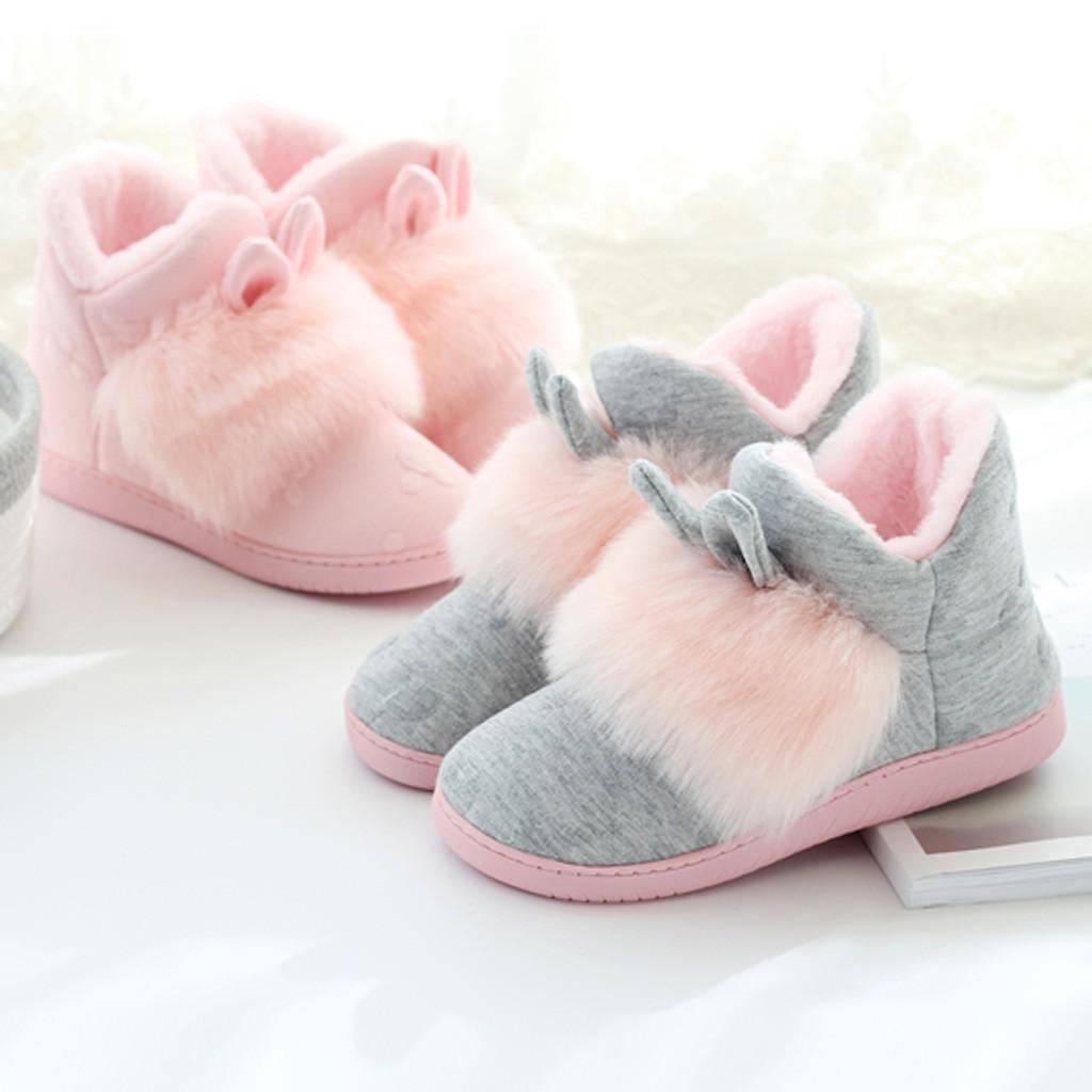 

Теплые зимние тапочки для дома, немые милые мягкие плюшевые женские интерьерные сапоги 39-40/L