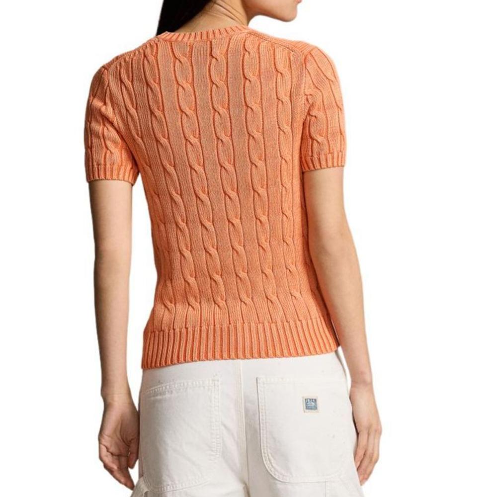 Polo Ralph Lauren Ss24 Tinta Unita Logo Ricamato Girocollo Slim Fit Manica Corta Top in Maglia Donna top Arancione WMPOSWENC020959-800