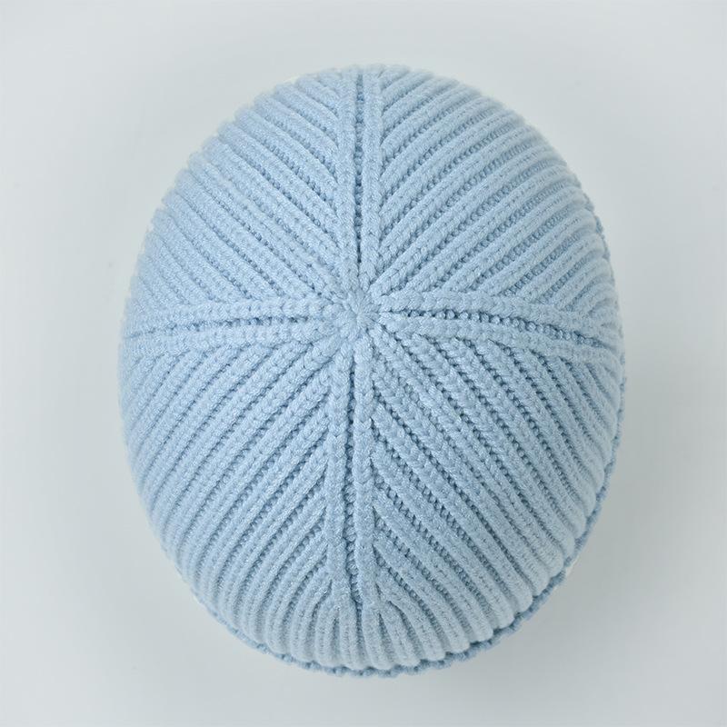 New Style One-Piece Turned-Up Knit Hat Unisex Couple's Warm Woolen Beanie Wrap-Around Cold-Weather Hat Casual Pull-Over Beanie