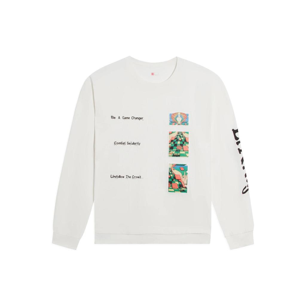 Li Ning Sweatshirts Unisex Ivory Crew Neck Moderate Regular AHSSB19-1