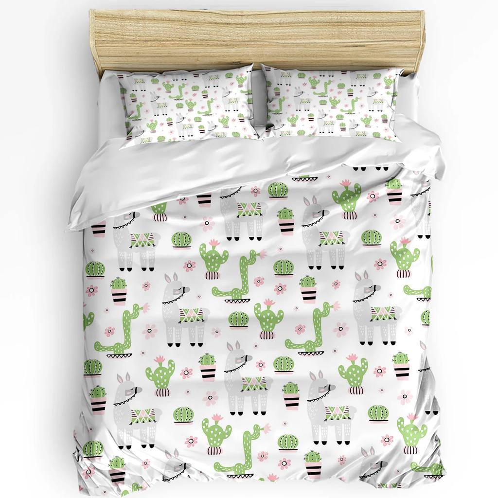 Flowerpot Cactus Flowers Green Leaves Plant Duvet Cover Bed Bedding Set Home Quilt Cover Pillowcases Bedding Set No Sheet