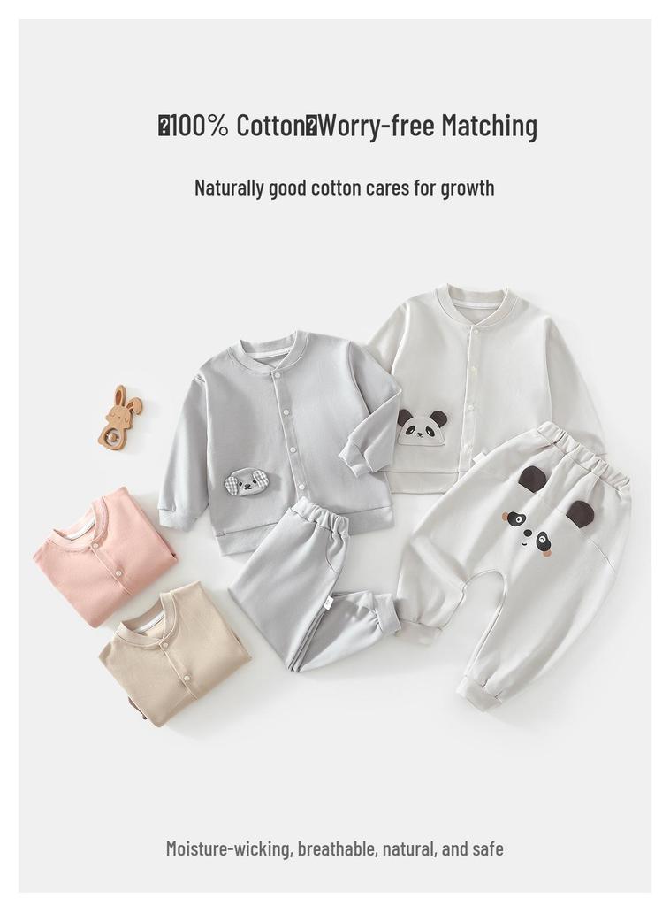 Autumn Baby Cartoon Top & Pants Two-Piece Set - Kids' Cardigan and PP Pants