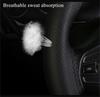 38cm PU Leather DIY Black Carbon Fiber Deluxe Car Steering Wheel Cover Trim 1Pcs