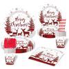 Reindeer Design Christmas Disposable Tableware Color Printed Party Dinnerware Set  Venue Decoration