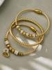 18K Gold-Plated Stainless Steel Geometric Zircon Bracelet Set - European & American Style, Personalized High-Texture Design.