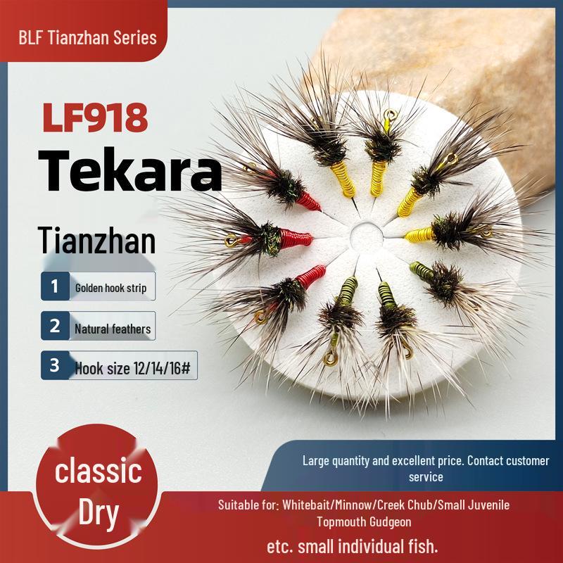 

BLF918 Белая полоса Парашютная мушка Тенкара для ловли рыбы Size 12