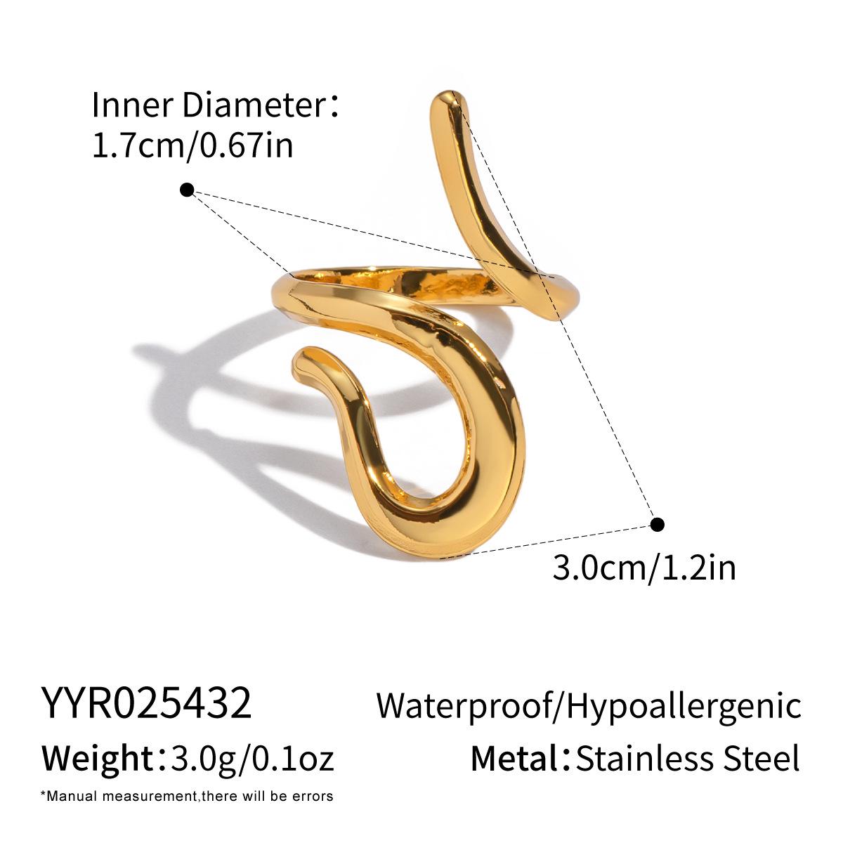 Минималистичное открытое кольцо Xia Ling: Переплетенные Линии, Регулируемая Нержавеющая Сталь, Невыцветающая для Женщин.