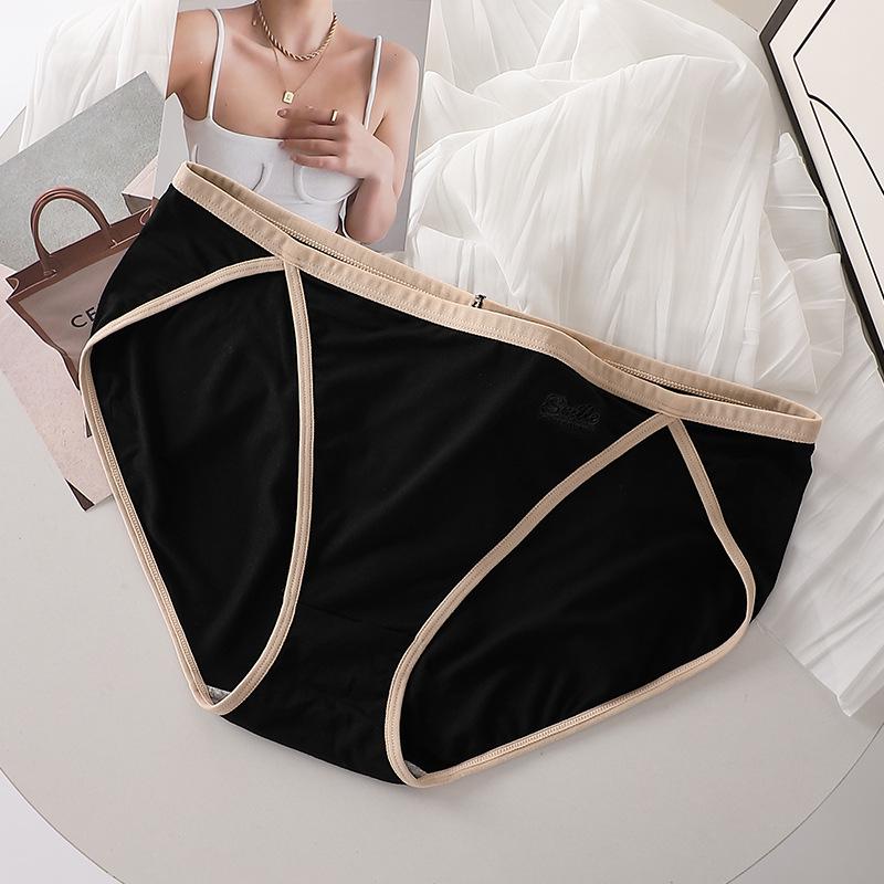 

Женские трусы большого размера из модального хлопка с высоким разрезом, японский стиль с контрастной цветной окантовкой, грузоподъемность 210 фунтов XXL (120-150 lbs)
