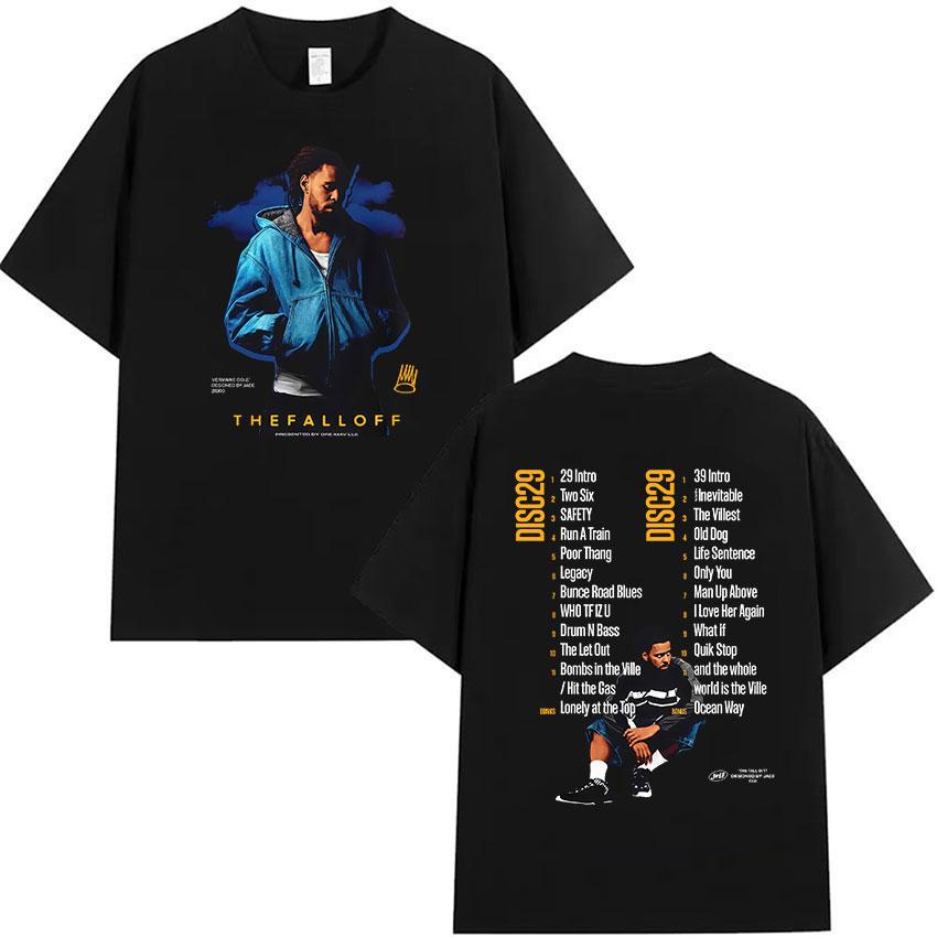 J Cole The Fall Off New Album 2026 Merch T Shirt Unisex's Vintage Oversized Cotton T-shirts Unisex Hip Hop Gothic Clothing T-shirt