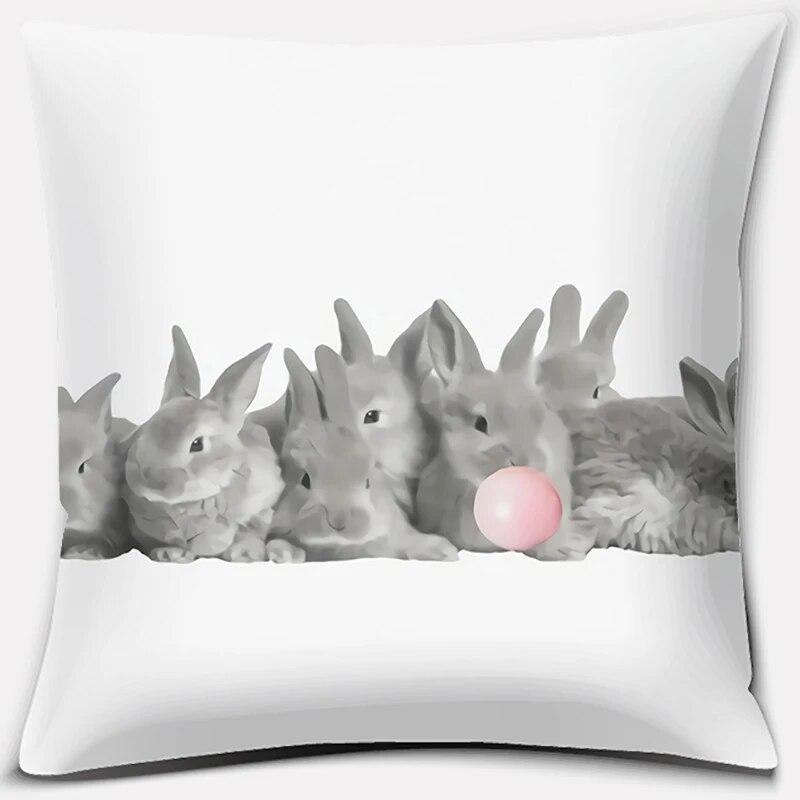 Cute Rabbit Series Pattern Pillowcase Square  Home Office Decoration