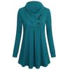 Women's Solid Color Button Long Sleeved T-shirt Loose Pullover Top