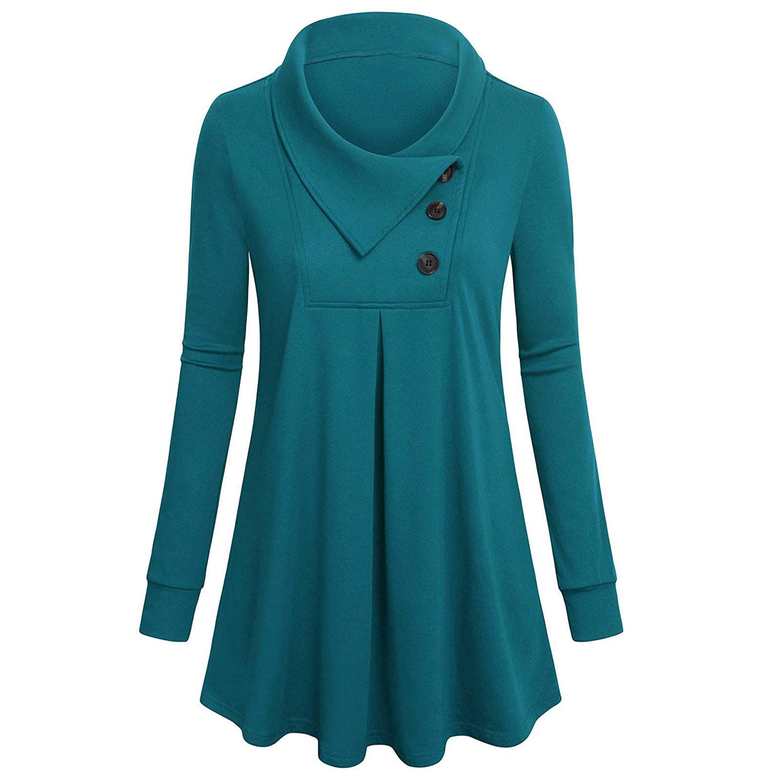 

Женская однотонная футболка с длинным рукавом на пуговицах, свободный пуловер XXL