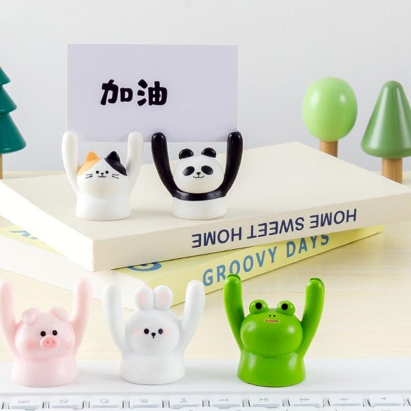 Raising Hand Animal Photo Holder Table Number Holders Microlandscape Ornament Memo Photo Holder Dollhouses Accessories
