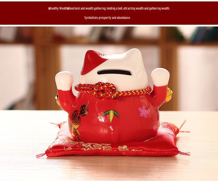 Large Ceramic Lucky Cat Ornament: Creative Piggy Bank & Home Decoration Gift