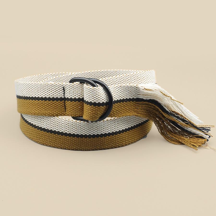 Korean version of fashionable simple and versatile double ring buckle canvas women's belt student casual lazy decorative jeans belt wholesale