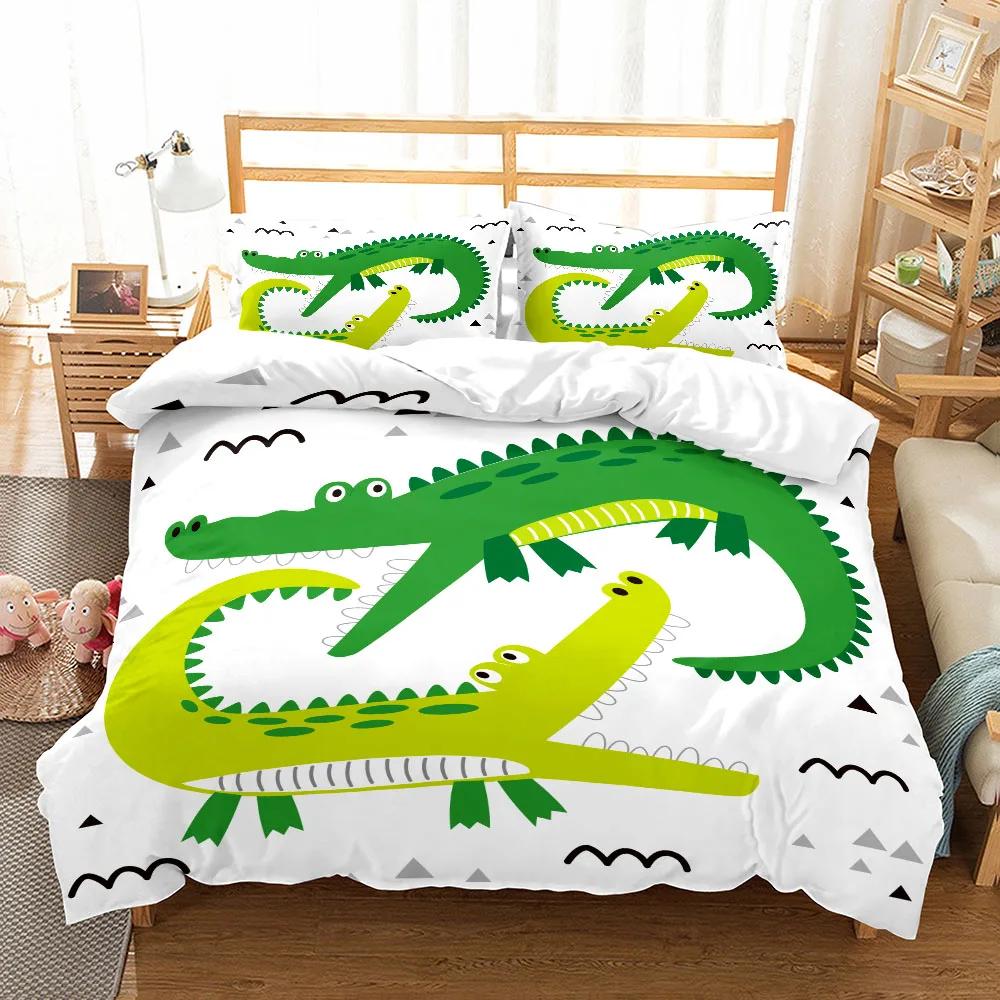Crocodile Duvet Cover Sets 2 Person Print Turtles,Dolphins King Size Bedding Set 3d Bed Linens Bamboo Fiber Ropa De Cama 240x220