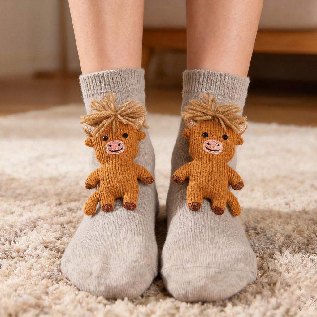 Ponožky Pánské a dámské dlouhé bavlněné ponožky Vánoční pletené podlahové ponožky Teplé ponožky