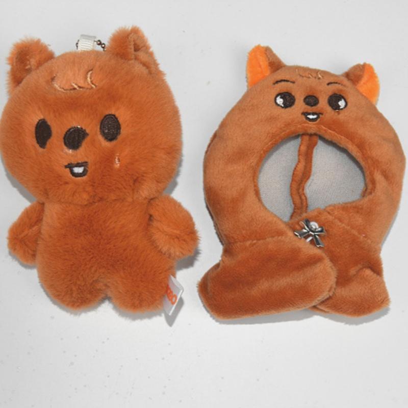 Skzoo 10Cm Plush Keychain Stray Kids Fm Bean Eye Cloak Doll Mini Plush Doll Cloak Doll Clothes Square Can Backpack Pendant