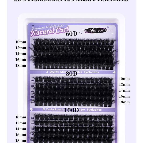 230-300 Clusters Voluminous D-Curve Segment False Eyelashes DIY Kit