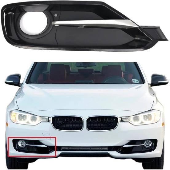 Links Rechts Stoßfänger Nebelscheinwerfer Lampenabdeckung Gitter Gitter mit Chromleiste, Kompatibel mit BMW 3er F30 F31 11-17 51117300737 51117300738(Recht)