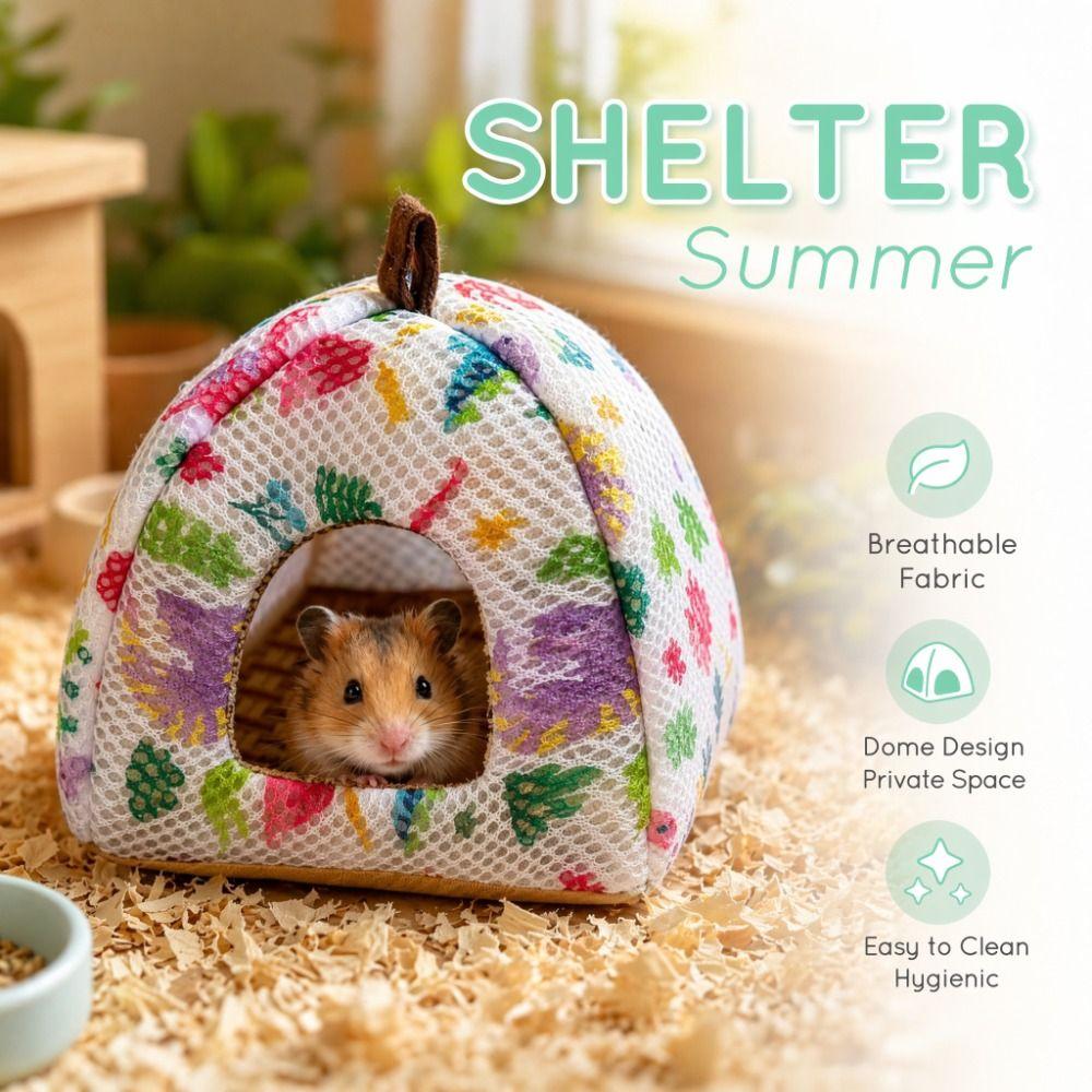 Breathable Small Pet Bed Arched Door Cooling Pet Hideout Lightweight Mesh Shelter Cage Decor