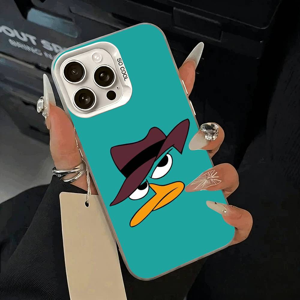 P-Perry The P-Platypus Phone Case For iPhone 17,16,15,14,13,12,11 Plus,Pro Max,XS,white silver phone case