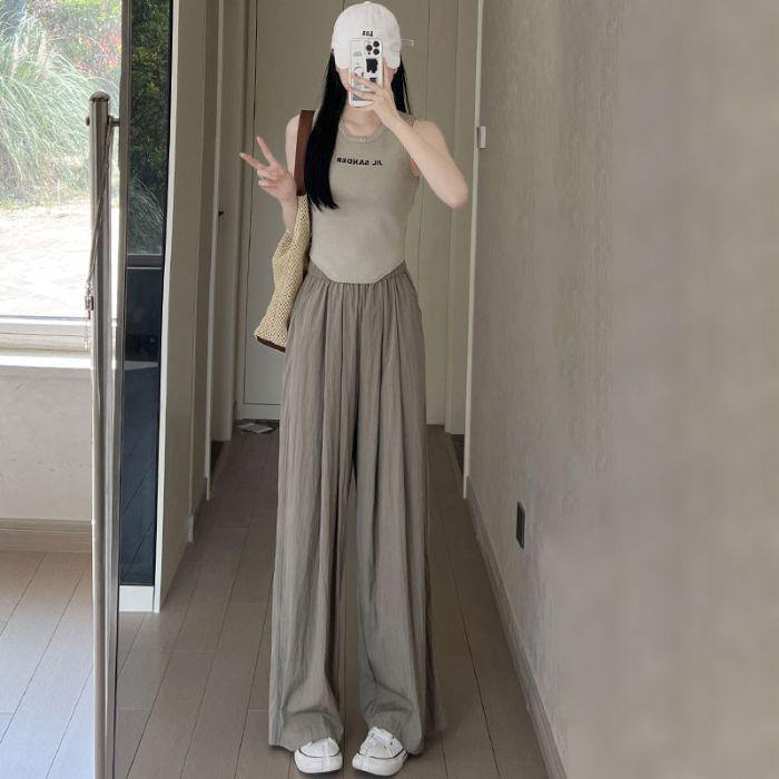 

Women s Retro High-Waist Wide-Leg Pleated Pants - Summer Casual Loose Fit M