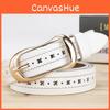 Graphic Ladies X Genuine Leather Belt Alloy Pin Buckle Casual Decoration Wear