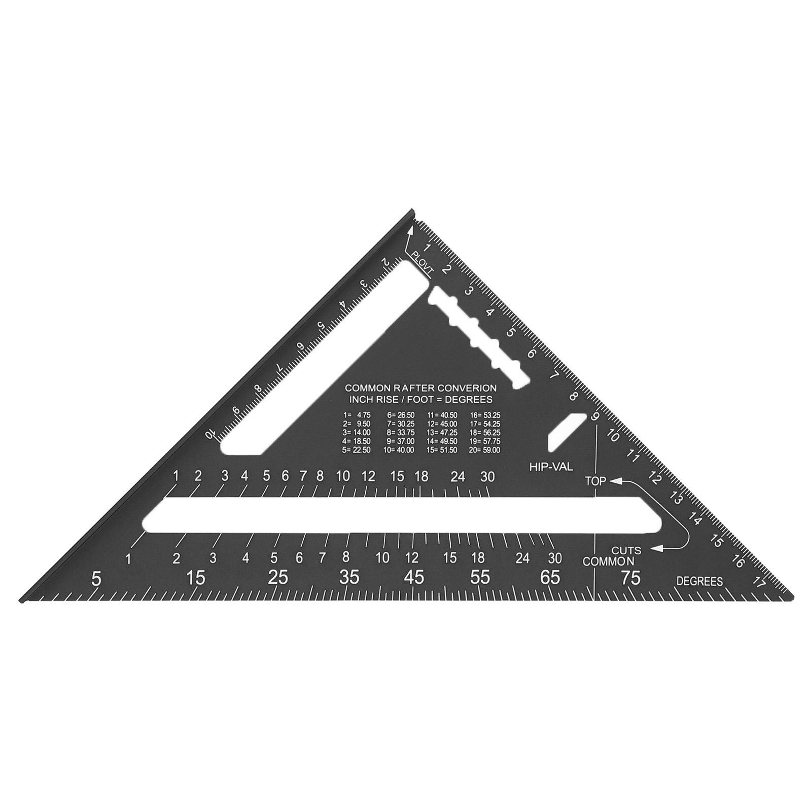 

7-дюймовый стропильный угольник из алюминиевого сплава с двойной шкалой 45 90 градусов Треугольная линейка Угловая линейка Carpenter R Black