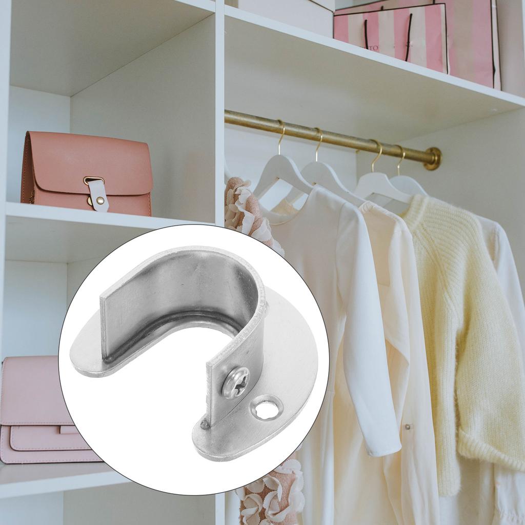 Black Stainless Steel Flange Seat for Closet Rods Heavy Duty Wall Mount Pole Socket Round Tube Holder Organizing Closet Storage