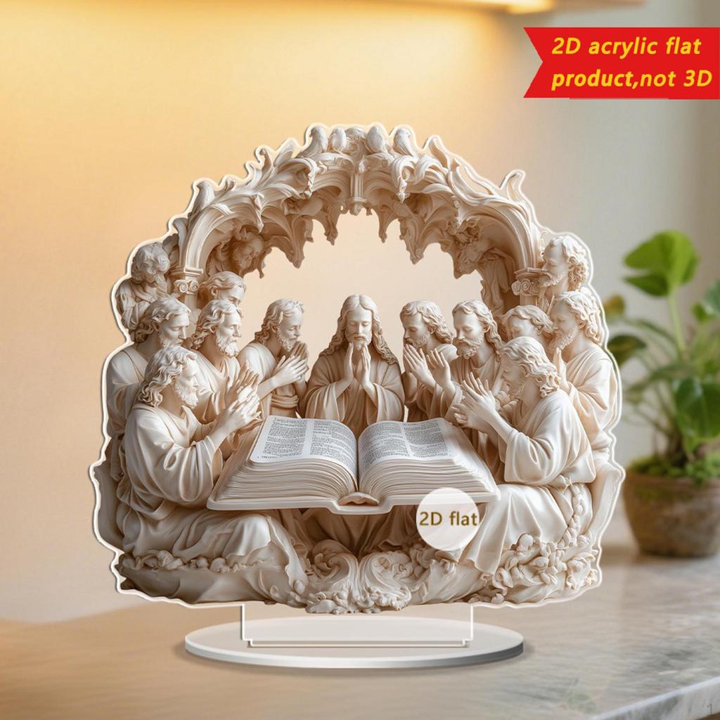 2D Acrylic Sign Jesus Ornament Handcraft Christmas Gift Tabletop Decoration for Home Office