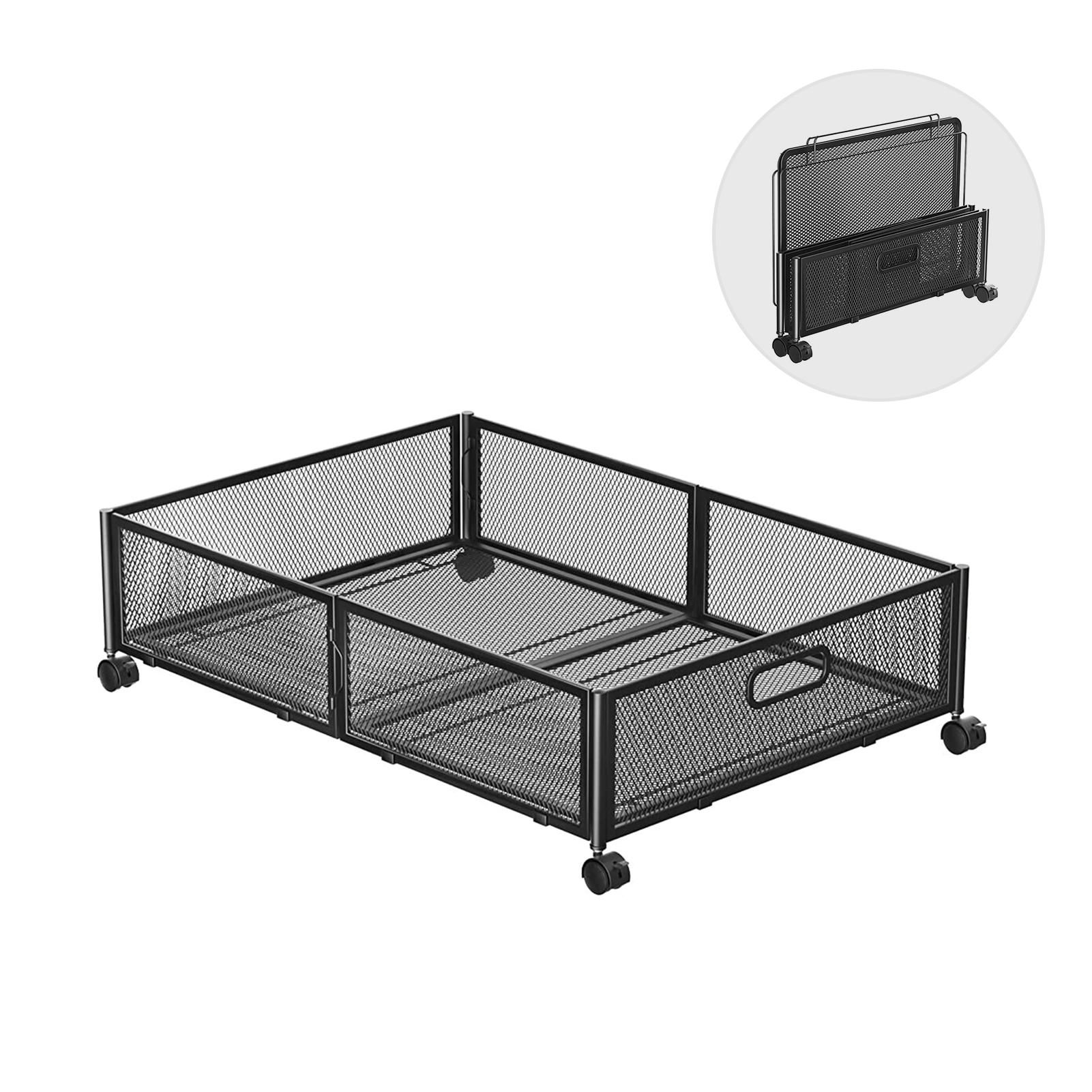 Прочный съемный ящик для хранения, металлический контейнер для хранения с колесами, складной органайзер для хранения 1 чёрный