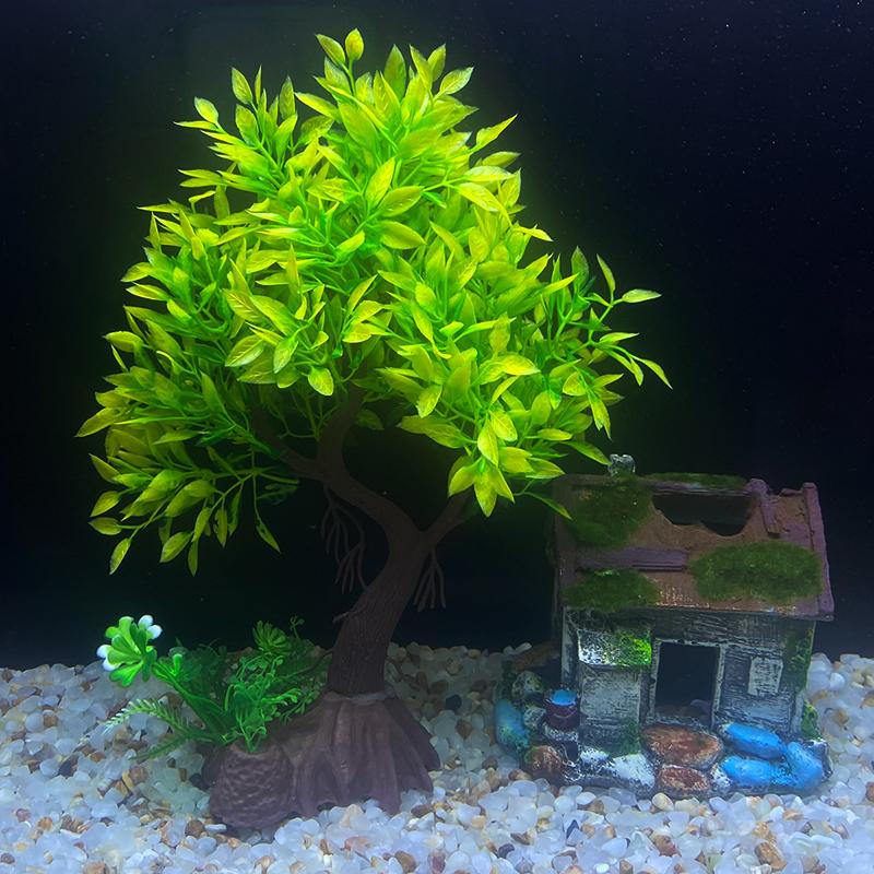 Fish Tank DIY Artificial Aquarium Decor Plants Tree Ornament Aquatic Plant Grass Decoration Accessories 26cm/10.24inch