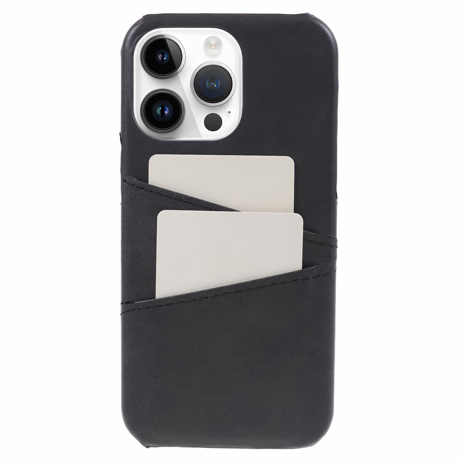 

For iPhone 15 Pro PU Leather+PC Phone Case with 2 Card Holder Black