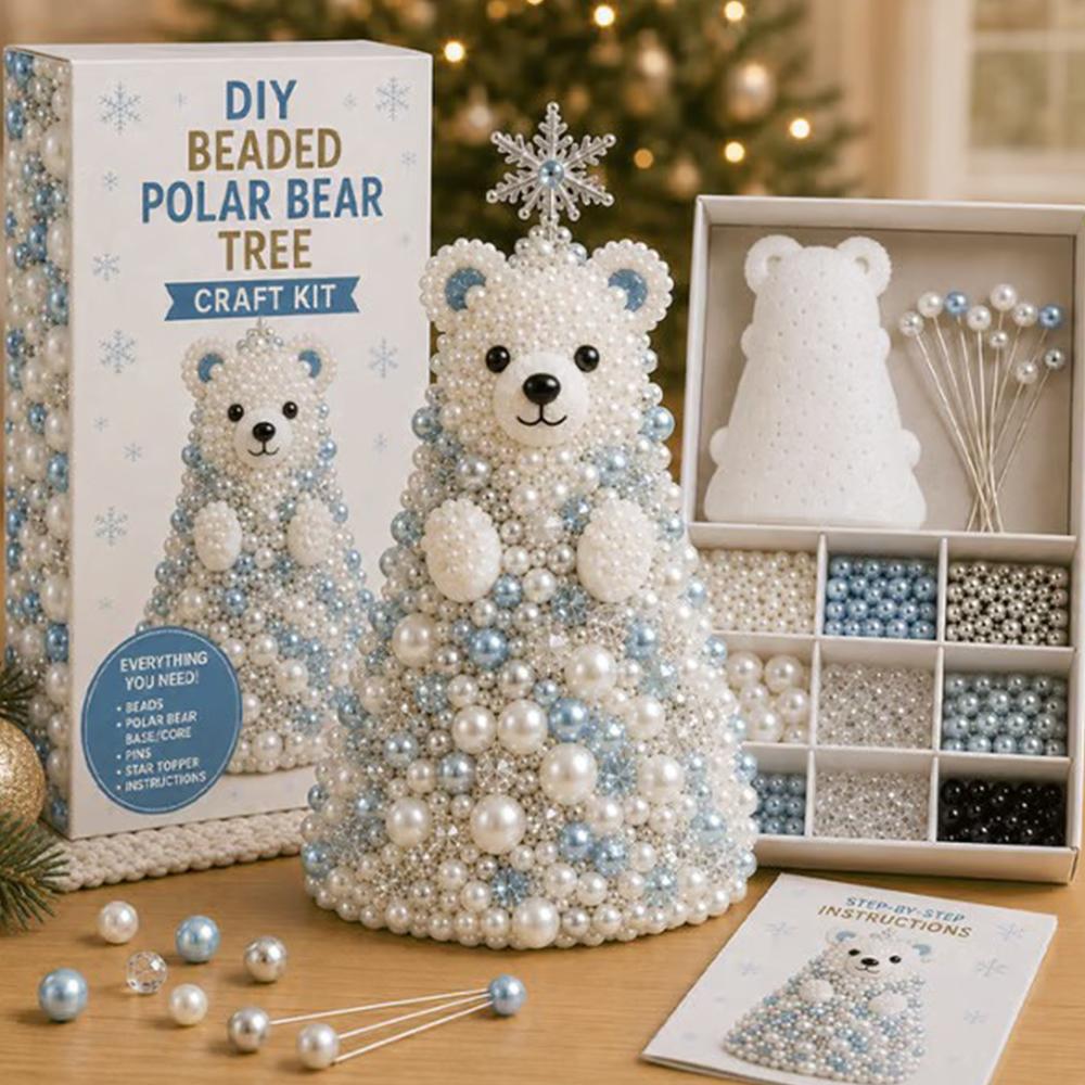 2026 NEW Animal-Themed Christmas Tree Making Kit Mini 3D Pearl Christmas Tree Desktop Decor Christmas DlY Craft Supplies Creati