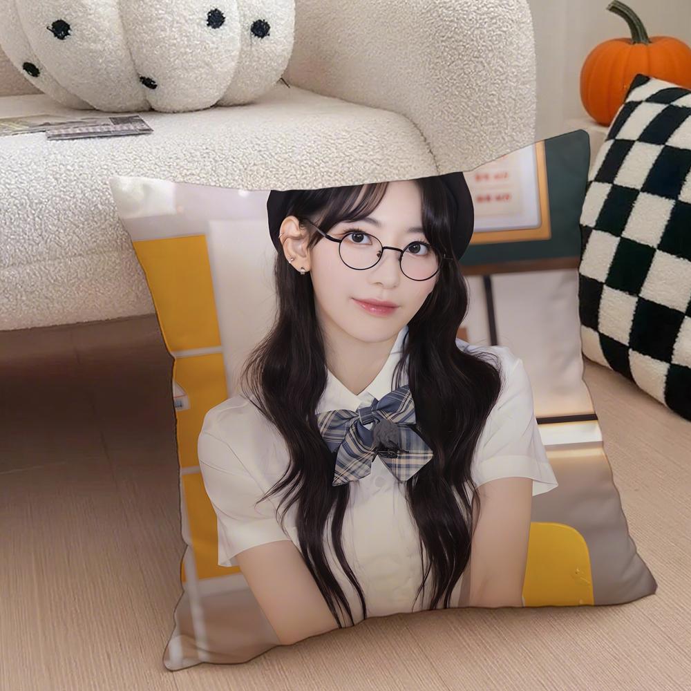 singer cute SSakura Miyawaki Cushion Cover Throw Pillow Cover Hidden Button Durable Polyester Chair Cushion