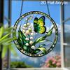 Acrylic Butterfly & Lily of the Valley Suncatcher Stained Glass Effect Window Hanging Ornament Floral & Insect Themed Gift for Home