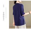 Vintage V-neck Cotton Linen Hanfu Top - Mid-sleeve Zen Tea Ceremony Shirt