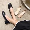 New women's shoes square head shallow mouth women's single shoes comfortable low heel thick heel four seasons work shoes