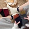 Autumn And Winter Warm Stacking Socks Children Vertical Pattern Thin Double Luo Mouth Medium Tube Calf Socks Ins Tide Breathable Boneless Cotton Socks