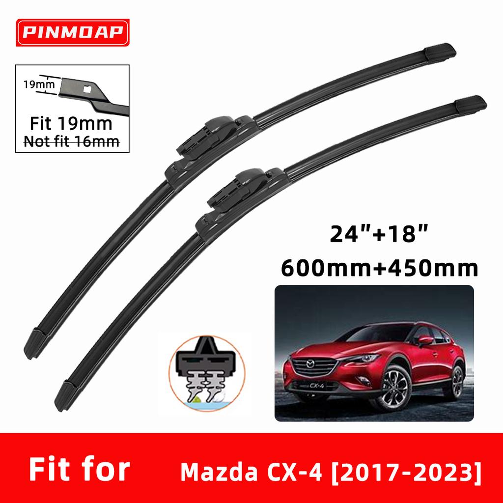 Car Wipers Double Rubber for Mazda CX-4 2017-2023 Front Brushes Cutter Automobiles Parts Accessories Windscreen Wipers Wear Parts