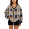 Women's V-Neck Sweatshirt Plush Solid Color Casual Fashion Long Sleeve With Pocketed Pullover Top