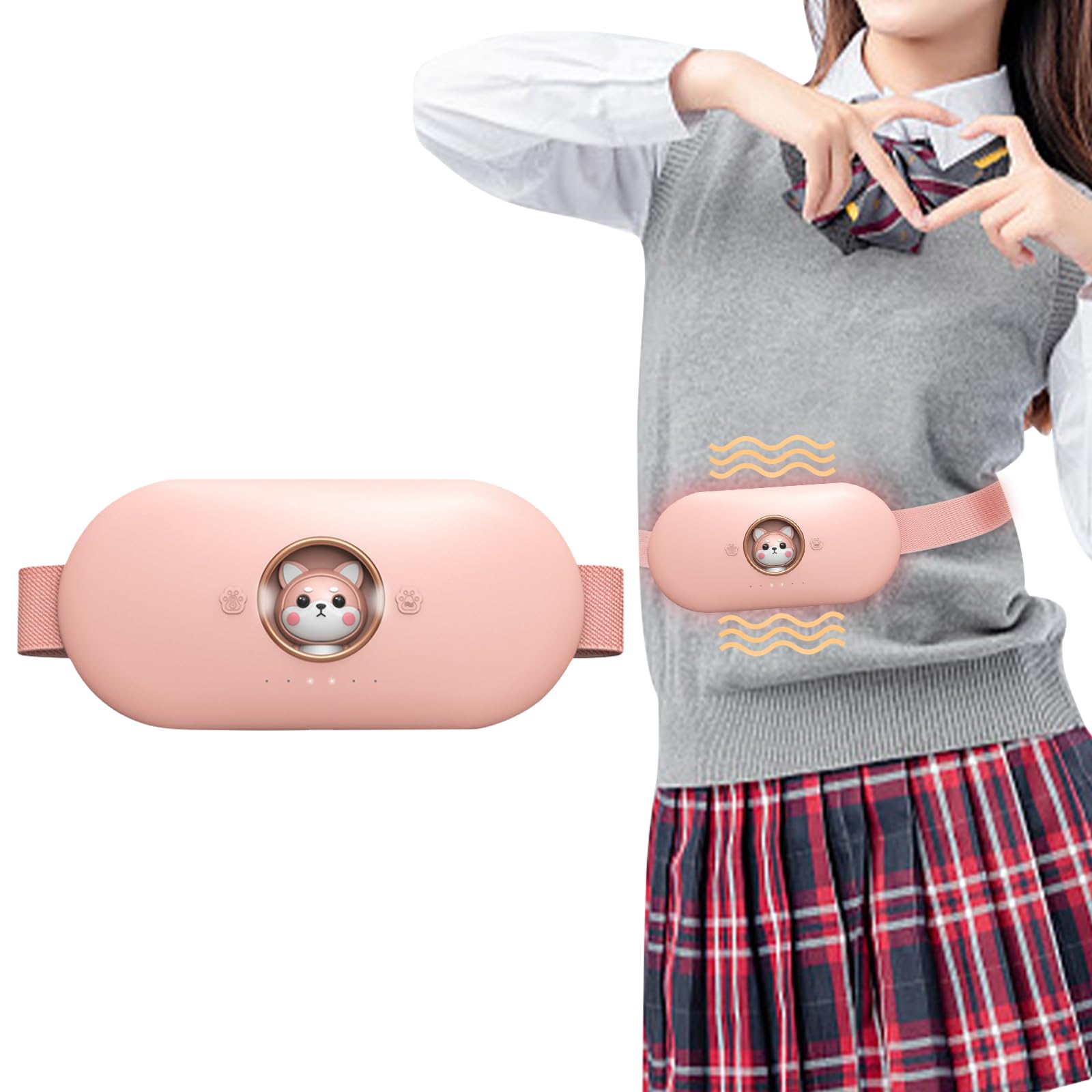 

Heating 6 Adjustable Perfect Gift for or Older Cute Lightweight and Perfect for Home or Office Use Warm Belly Belt, Rechargeable, Levels, розовый